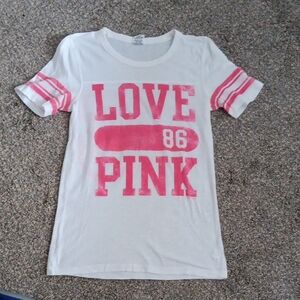PINK Victoria's Secret White and Pink Tee